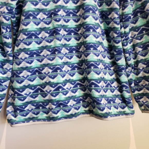 Orvis Fleece Women's Small Pullover Sweater Striped Blue Ski Resort - Picture 9 of 13